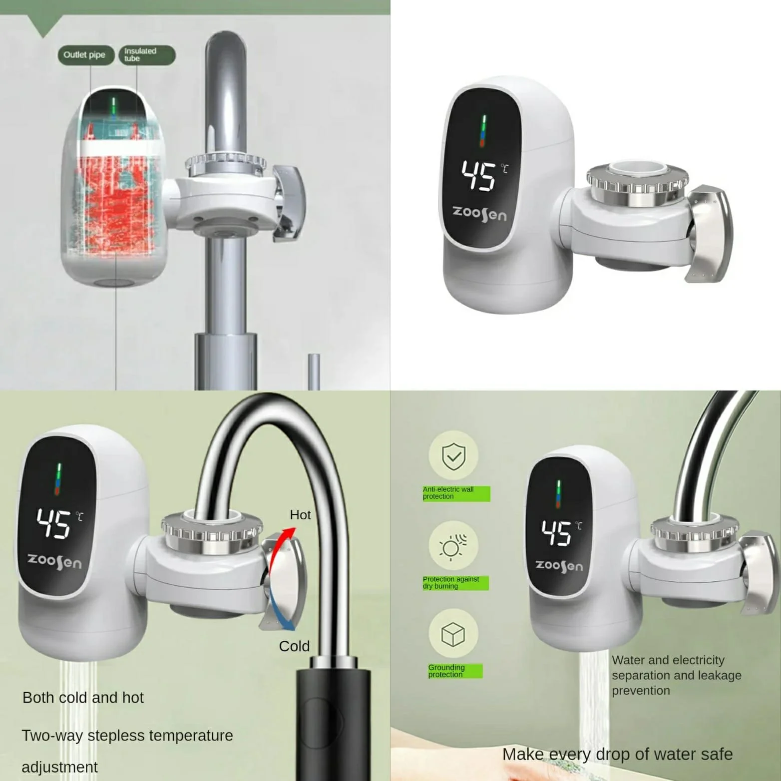 220V Easy Installation Electric Faucet (Leakage Protections)