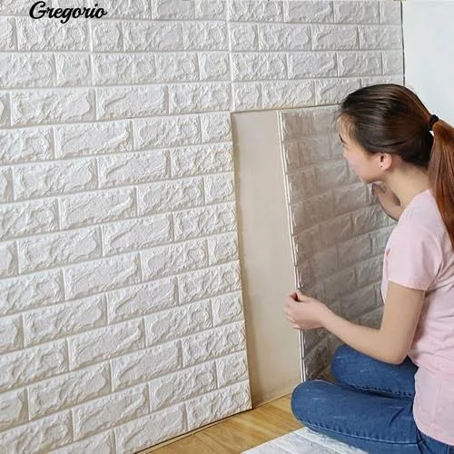 3D Foamic White Wall Brick Sheet 70x77cm
