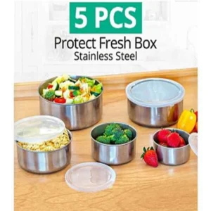 5pc Set of Stainless Steel Mixing Bowls – Durable, Odor-Free, and Space-Saving
