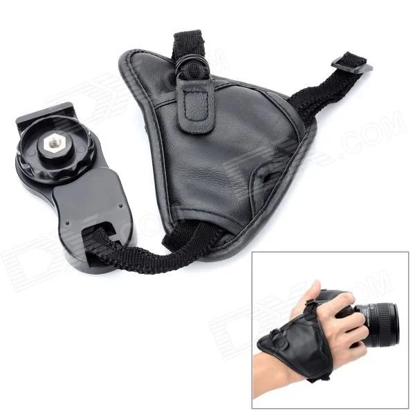 Camera Hand Grip with Snap-Lock Buckle for Secure Wrist Attachment – Leather Strap for Digital and Film SLR Cameras
