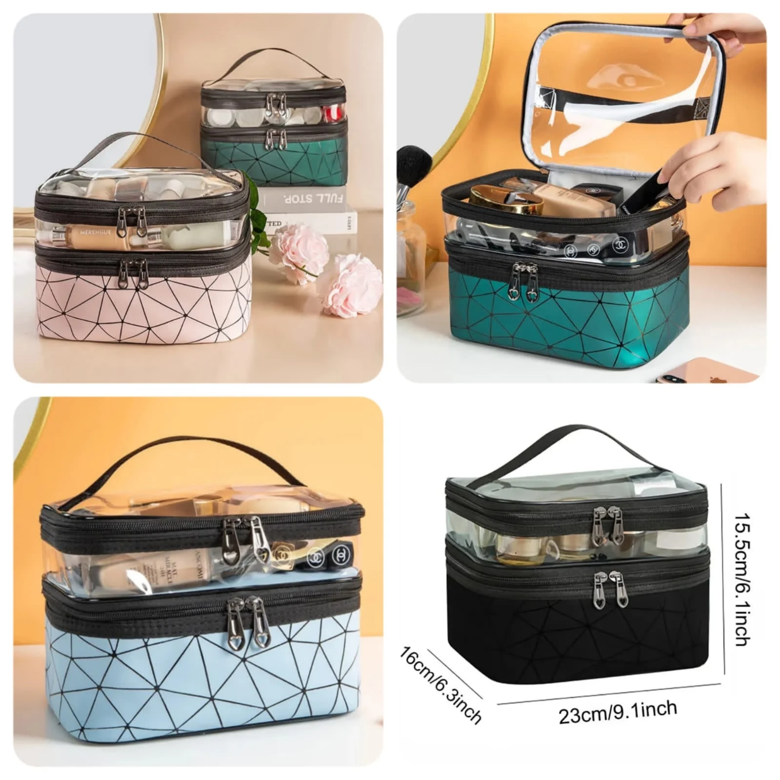 Double Layer Makeup Bag (Random Colours)