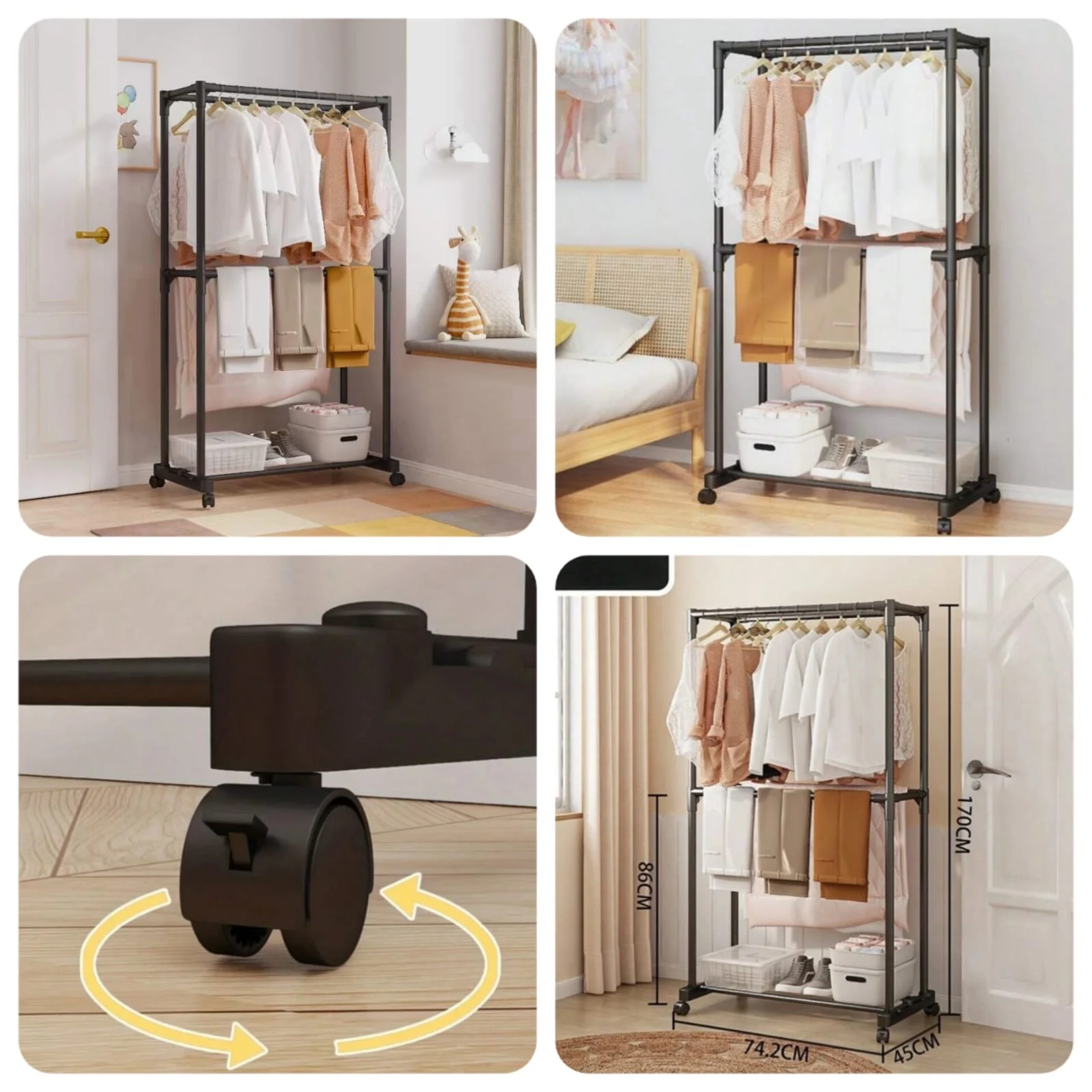 Double-Pole 2Layer Cloth Hanging Rack (Premium Quality) Made in China 🇨🇳