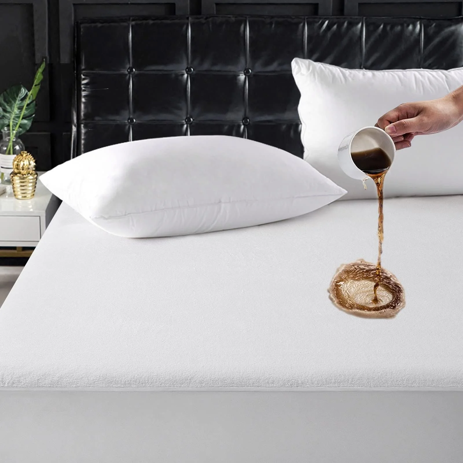 Double bed Mattress Cover Only White colour(Material Parachute)(size feet)