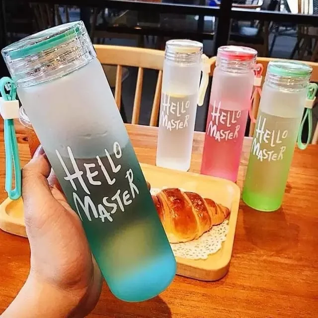 Hello Master Frosted Glass Water Bottle