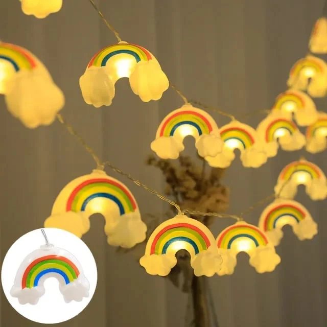 LED String Rainbow Clowd Light For Birthday Room Decorations 10 Lights USB plus Cell Operated