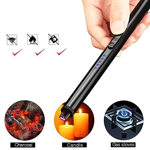 New Gas Lighter Long with New Slide Out Design USB Gas Lighter Rechargeable with LED Display