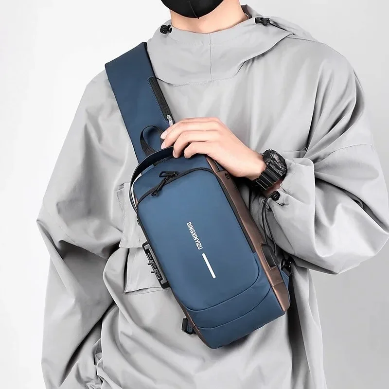 Newest Men Anti Theft Chest Bag Shoulder USB Charging Crossbody Package