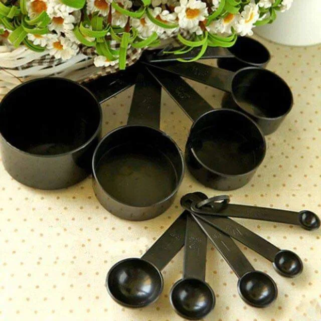 Pack Of 10 Black Color Measuring Cup & Spoon Set for Baking / Cooking tool (Made in China)