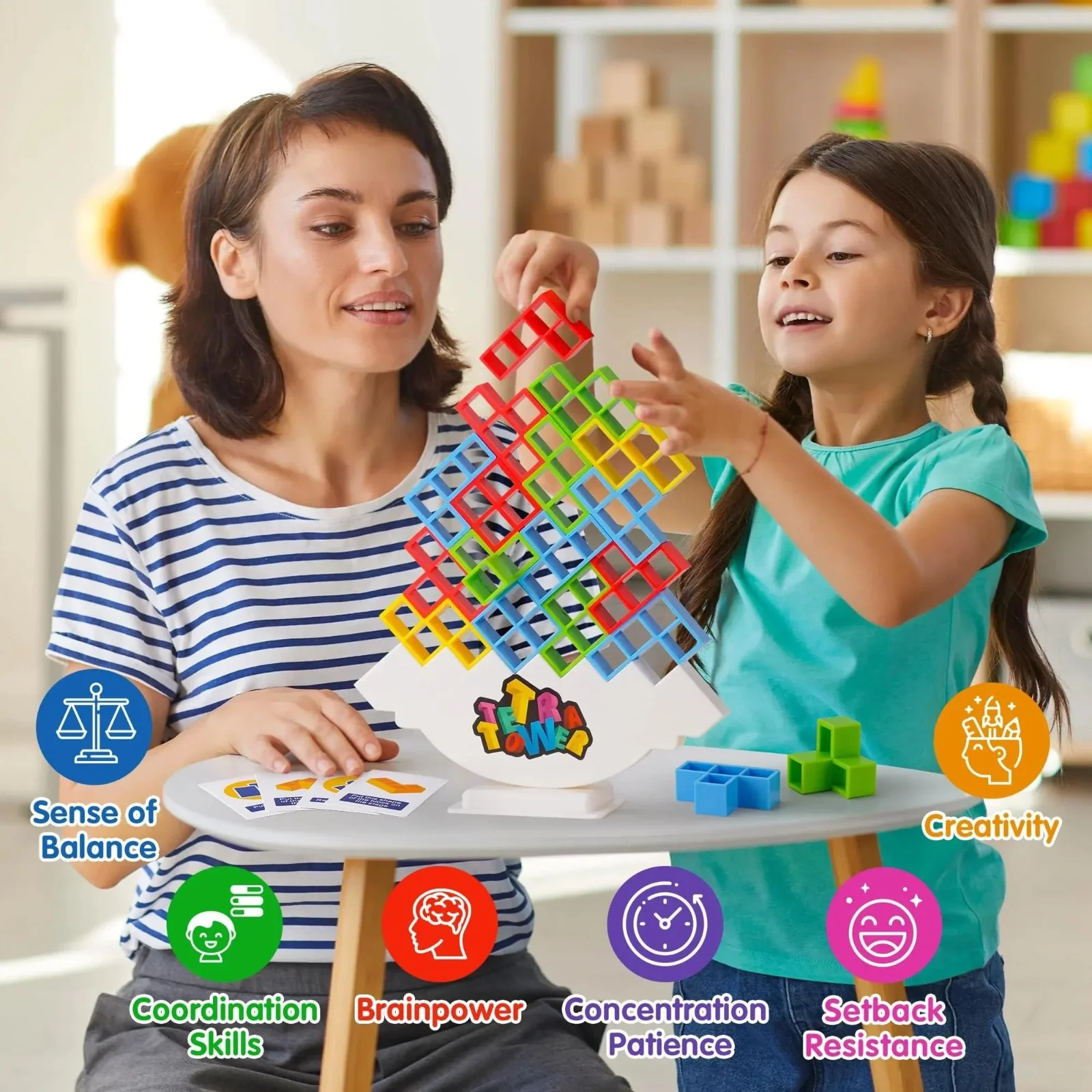 Russian Building Blocks Tetra Tower Game Stacking Toys Balance Tower Puzzle Board Game Kids DIY