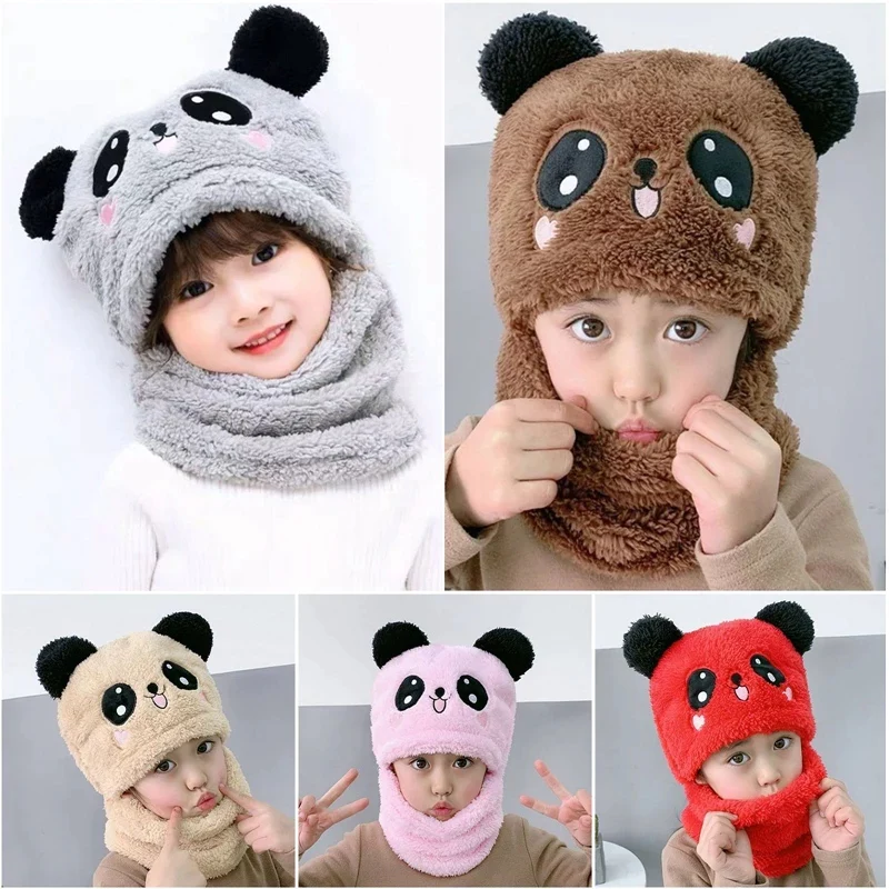 Top-Tier Winter Accessories: 2 Pcs High-Quality Children’s Cartoon Scarf Hats, Hooded Scarf Caps