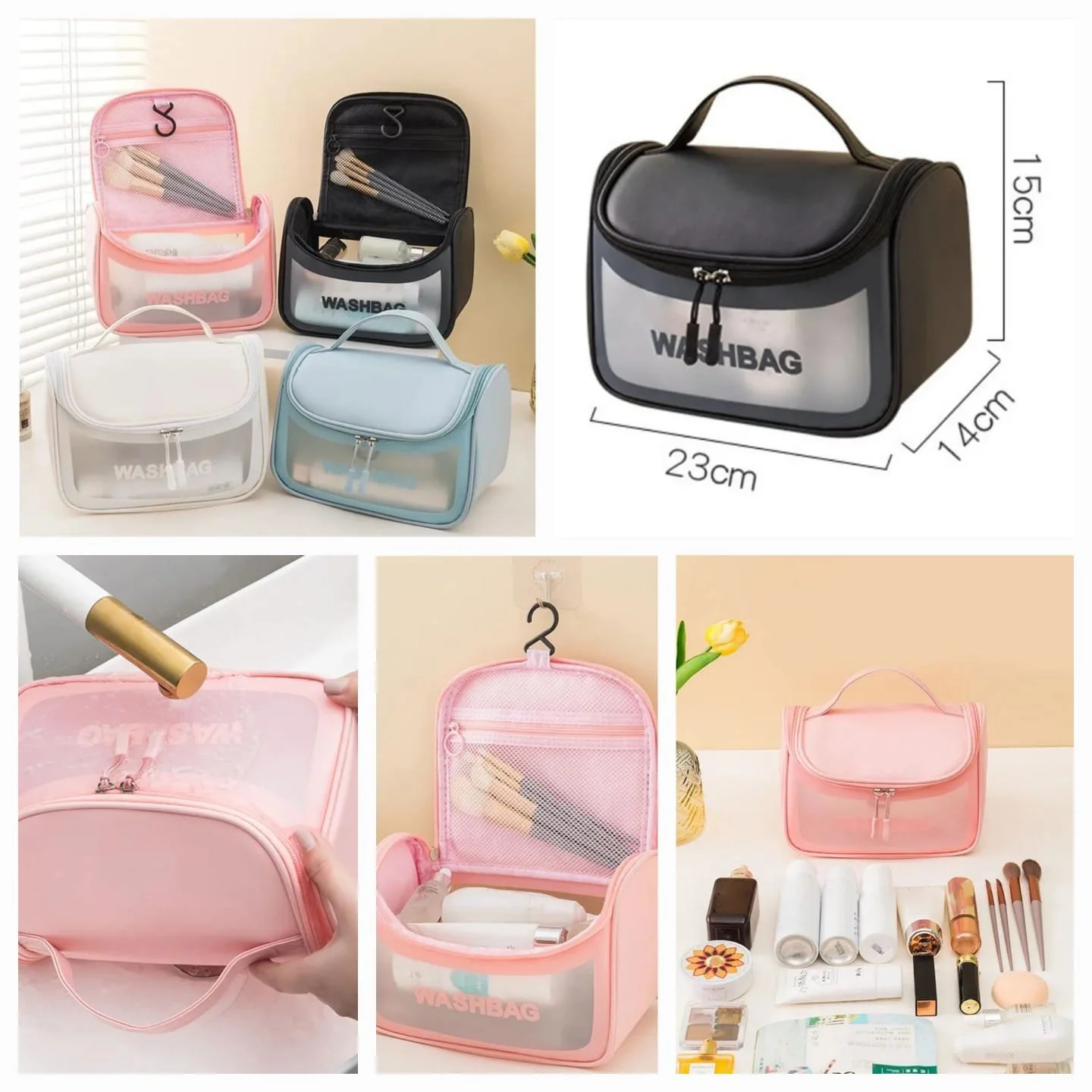 Water-Proof Travel Cosmetic Washbag Organizer (Random Colours)