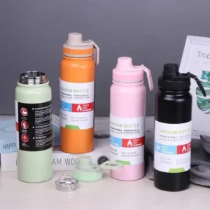 Fitness Handle Sports Water Bottle Double Layer Stainless Steel Colorful Bottle 800 ml